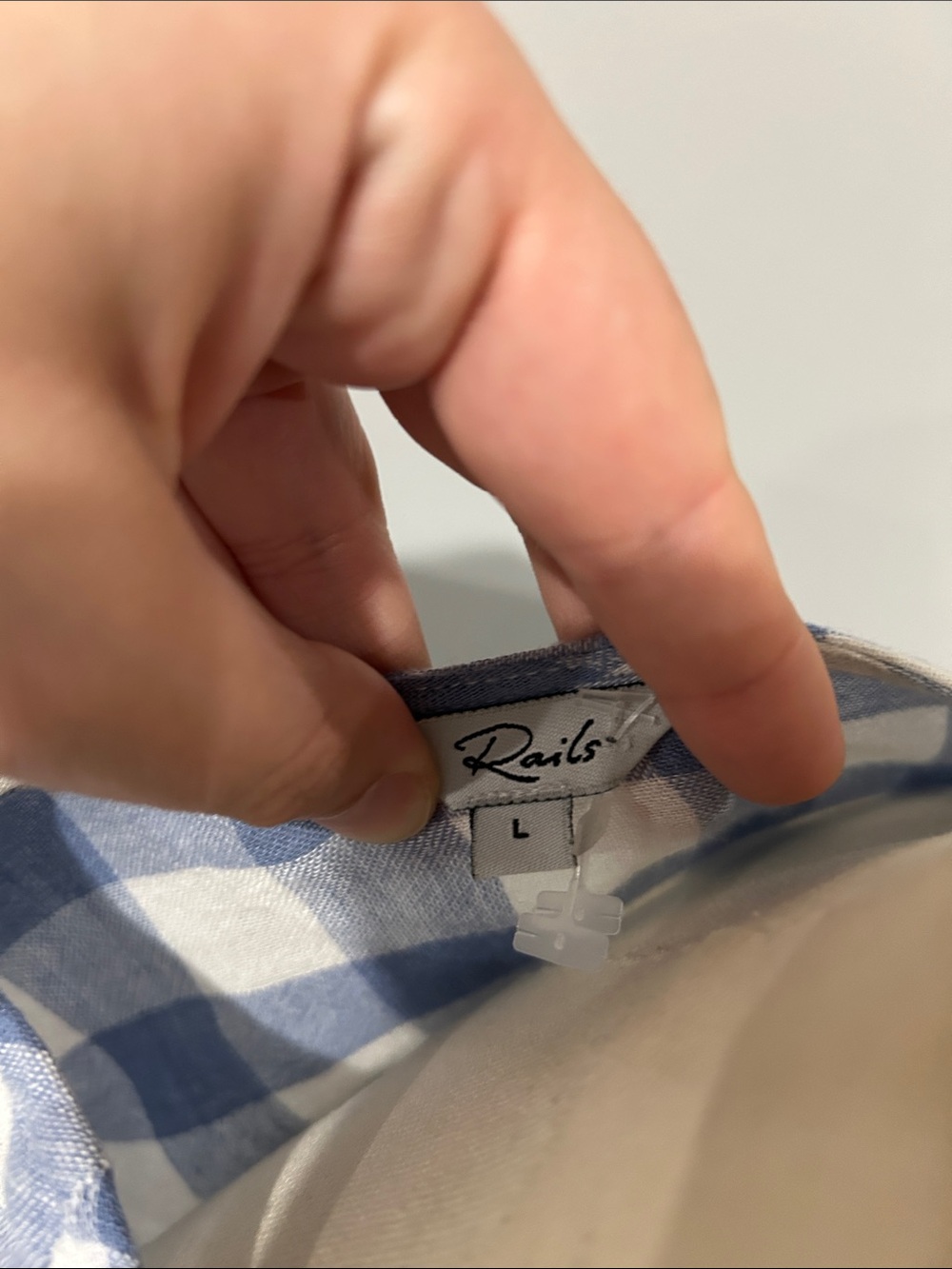 Rails Blue and White Gingham Wrap Midi Dress - Picture 6 of 6